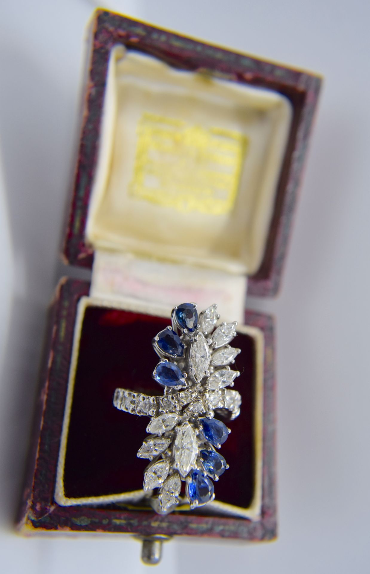 3.00CT 14K WHITE GOLD BLUE SAPPHIRE AND DIAMOND (SIZE M 1/2)
