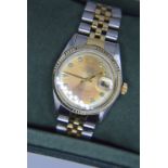 ROLEX CHAMPAGNE DIAMOND 18K/ STEEL DATEJUST (36MM / JUBILEE BRACELET & FLUTED BEZEL)