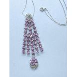 4.32ct SRI LANKA PINK CEYLON SAPPHIRE & DIAMOND PENDANT SET IN WHITE GOLD