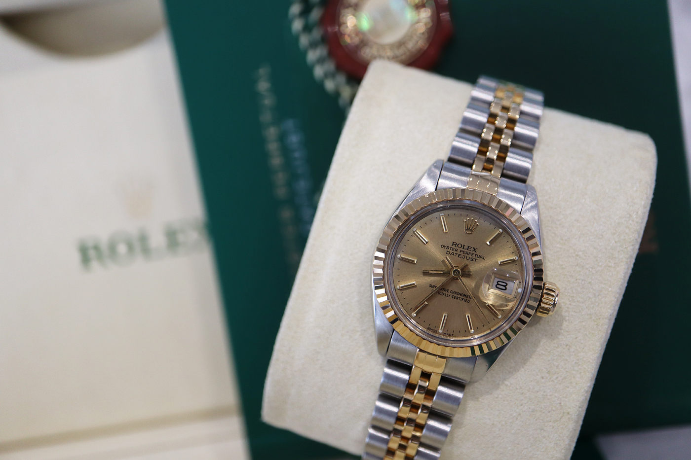 ROLEX DATEJUST 18K / STEEL *CHAMPAGNE* - BOX SET / BOOKLETS / TAGS