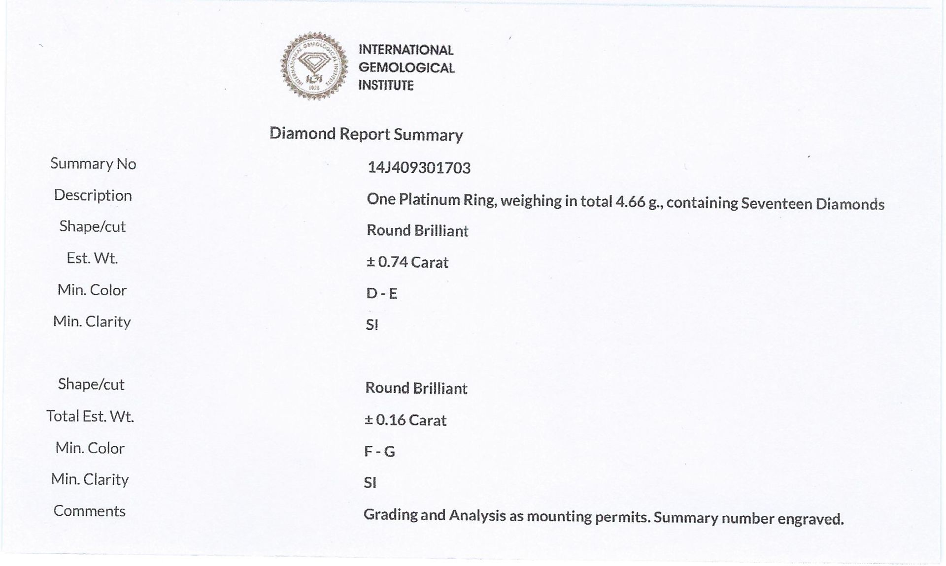 0.90CT PLATINUM ROUND BRILLIANT CUT HALO DIAMOND RING - IGI CERTIFIED - Image 4 of 9