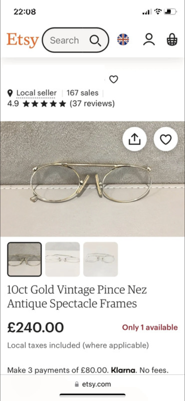 ANTIQUE VINTAGE 10ct GOLD SPECTACLES / GLASSES - Image 3 of 3