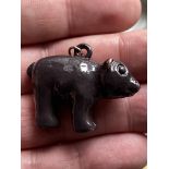 OLD HEAVY PAINTED ANIMAL PENDANT- MAYBE PAINTED BRONZE?