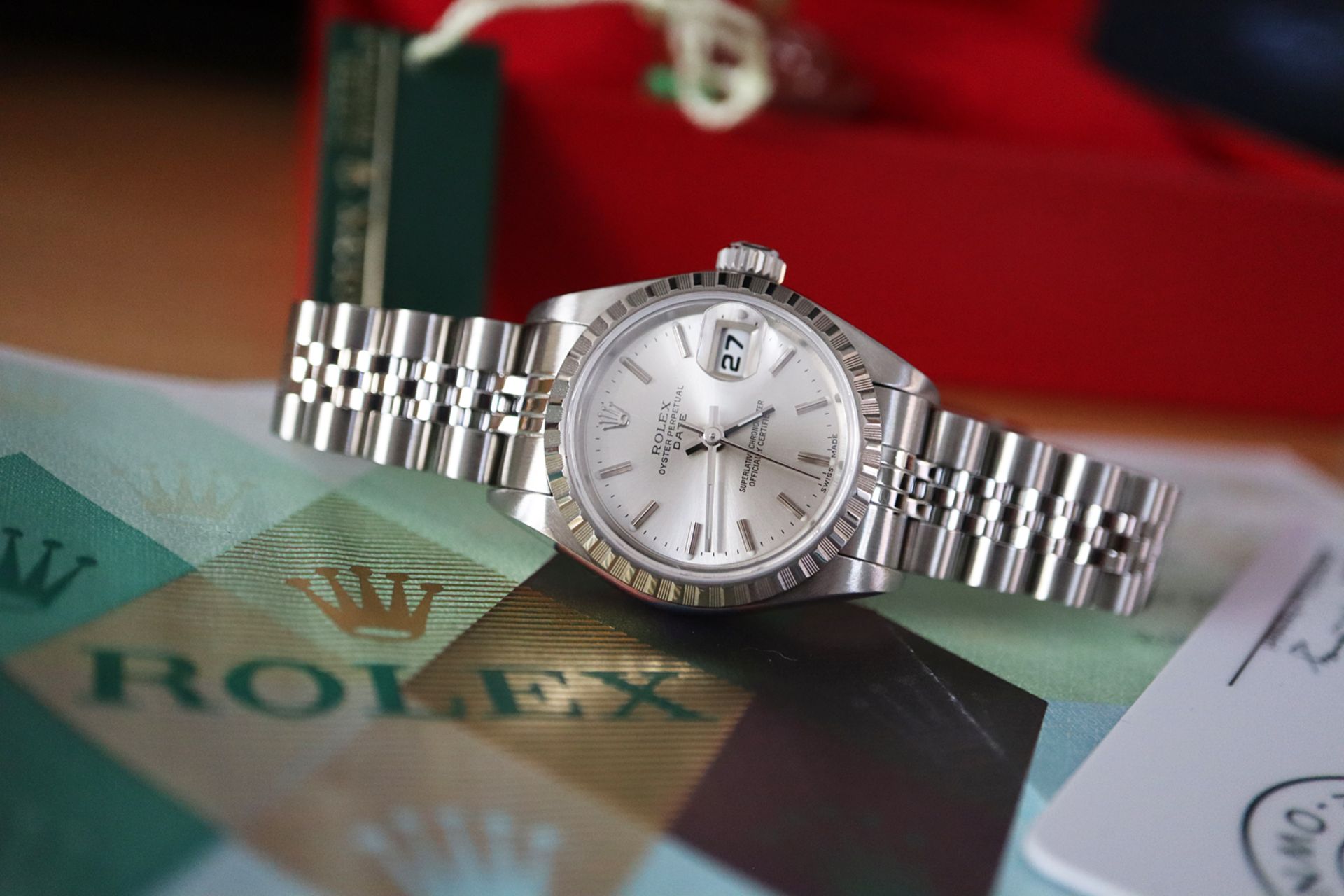 ROLEX OYSTER DATE / DATEJUST MODEL 79240 - FULL SET BOX AND CERTIFICATES ETC - Image 12 of 12