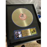 DARK HORSE/ WARNER BROS GEORGE HARRISON GOLD RECORD AWARD MARKED "PRESENTED TO GEORGE HARRISON"