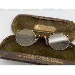 ANTIQUE 10CT GOLD SPECTACLES (GLASSES) WITH METAL CASE