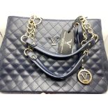 VERSACE 19.69 MILAN ITALIAN NAVY BLUE HANDBAG BY ALESSANDOR VERSACE