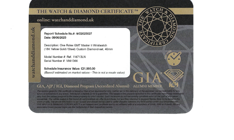 DIAMOND-SET ROLEX GMT MASTER II REF. 116713LN - STEEL & 18K YELLOW GOLD (BOX & ACCESSORIES ETC) - Image 27 of 28