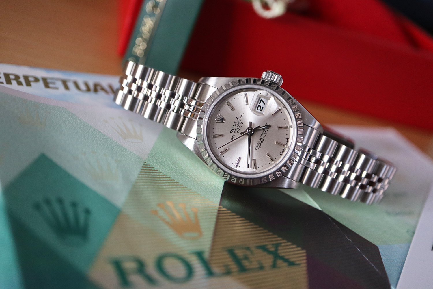 ROLEX OYSTER DATE / DATEJUST MODEL 79240 - FULL SET BOX AND CERTIFICATES ETC - Image 13 of 13