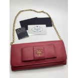 PRADA SAFFIANO FIOCCO PEONIA PURSE WALLET BAG