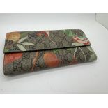 GUCCI BROWN GG SUPREME TROPICAL LONG WALLET PURSE