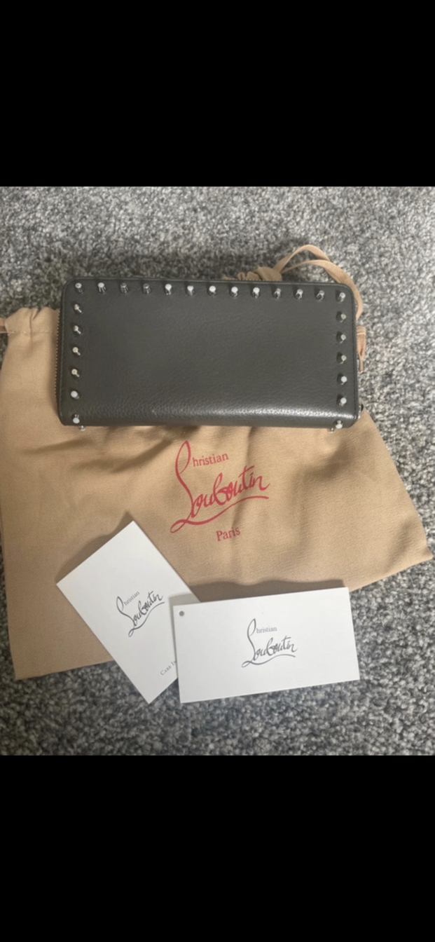 CHRISTIAN LOUBOUTIN BLACK LEATHER PURSE WITH DUSTBAG ETC