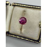 9ct YELLOW GOLD NATURAL BURMESE RUBY SOLITAIRE RING OVER 1.20ct TCW RING SIZE T