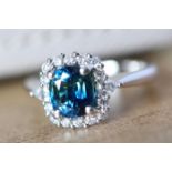 STUNNING 1.75CT BLUE SAPPHIRE & *VS* DIAMOND PLATINUM RING (CERTIFICATED WITH BOX)