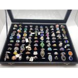 MIXED LOT OF 100 VARIOUS STONE SET RINGS - 90%+ HALLMARKED FOR 925 SILVER