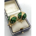 14k ENAMEL SCARAB BEETLE EARRINGS