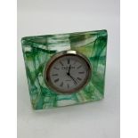 CAITHNESS CLOCK MOUNTED IN PYRAMID SHAPED GLASS