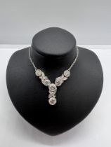 BEAUTIFUL 18K WHITE GOLD 3.30CT OLD CUT DIAMOND NECKLACE