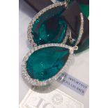 40.00CT+ EMERALD & DIAMOND 18K WHITE GOLD DROP EARRINGS (WITH IGL CERTIFICATE)