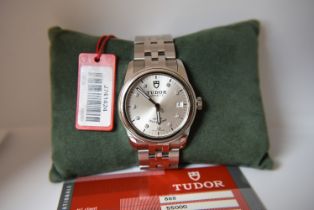 DIAMOND TUDOR GLAMOUR DATE REF. 55000 WITH CERTIFICATE CARD & TAG