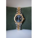 ROLEX DATEJUST 26MM LADIES 18K/ STEEL WITH FACTORY BLUE DIAMOND DIAL & UNUSUAL DIAMOND BARK BEZEL