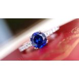 1.33CT SAPPHIRE SOLITAIRE with DIAMOND & PLATINUM (950) BAND