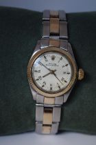 ROLEX OYSTER PERPETUAL LADIES WRIST WATCH IN STEEL AND GOLD