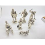 VARIOUS SILVER COLOURED METAL FIGURES - LARGER FIGURES JUST UNDER 4''