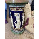 MINTON MAJOLICA CLASSICAL ELGIN PEDESTAL ON COBALT GROUND - ENGLISH - CIRCA 1875