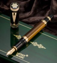 RARE MONTBLANC TIGER EYE PATRON OF ART FOUNTAIN PEN LIMITED EDITION REF. 2008 