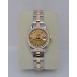 *DIAMOND* 18K/ STEEL ROLEX DATEJUST 18K/ STEEL - FACTORY CHAMPAGNE DIAL WITH WATCH CERTIFICATE