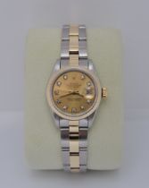 *DIAMOND* 18K/ STEEL ROLEX DATEJUST 18K/ STEEL - FACTORY CHAMPAGNE DIAL WITH WATCH CERTIFICATE