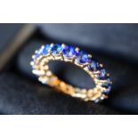 *** 4.00CT SAPPHIRE ETERNITY RING - 14K GOLD - UK SIZE: M