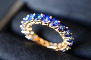 *** 4.00CT SAPPHIRE ETERNITY RING - 14K GOLD - UK SIZE: M