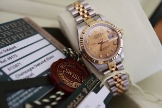 ROLEX DIAMOND DATEJUST 'REF. 69173' - 18k GOLD & STAINLESS STEEL - WITH BOXSET & CARD