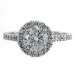 CERTIFICATED 14K WHITE GOLD 1.62CT DIAMOND RING (COMPLETE WITH WGI CERTIFICATE) - PLEASE SEE SCANS