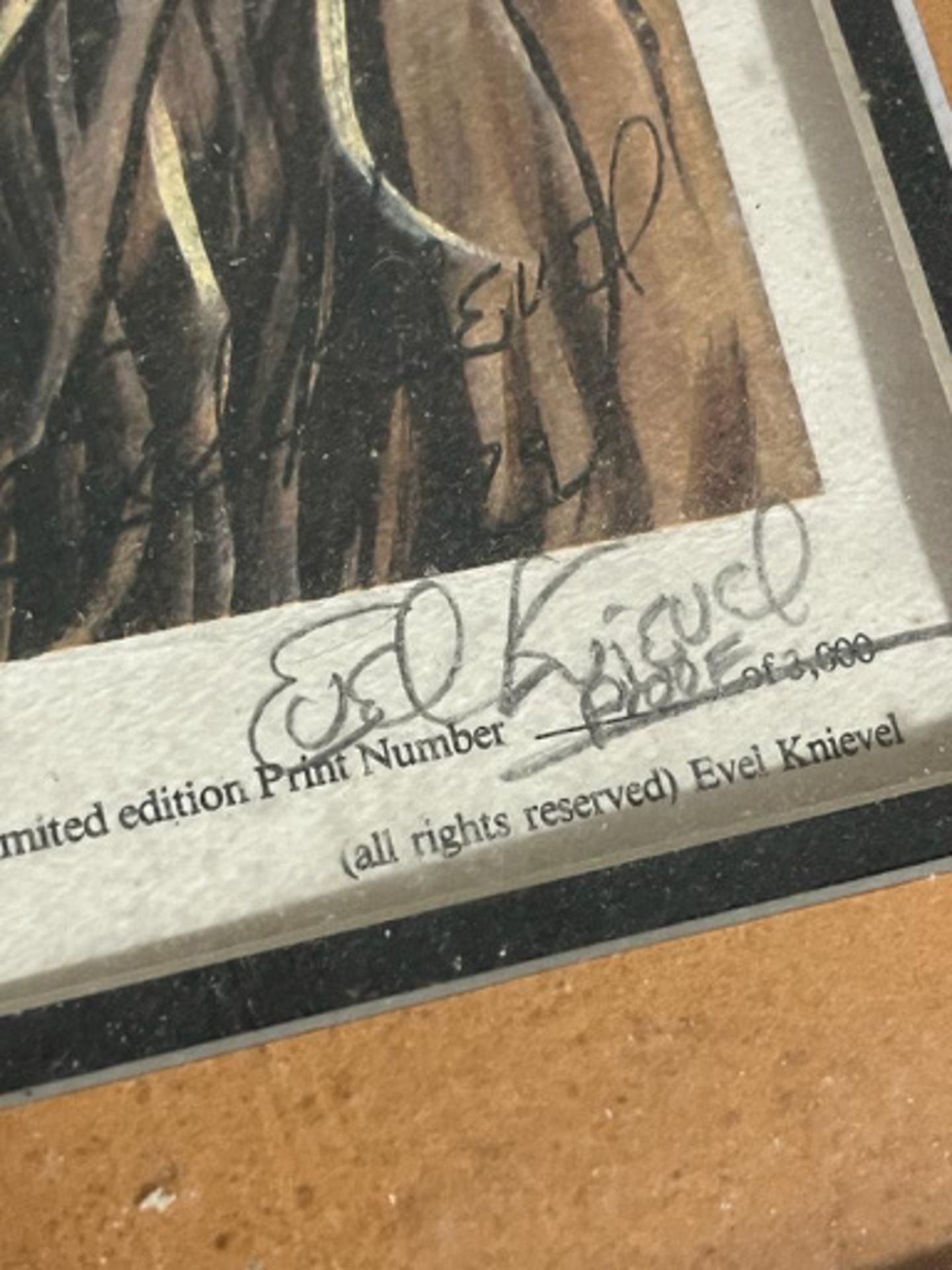 EVEL KNIEVEL ARTIST PROOF SIGNED TWICE BY EVEL TO HIS ACCOUNTANT - Image 4 of 6