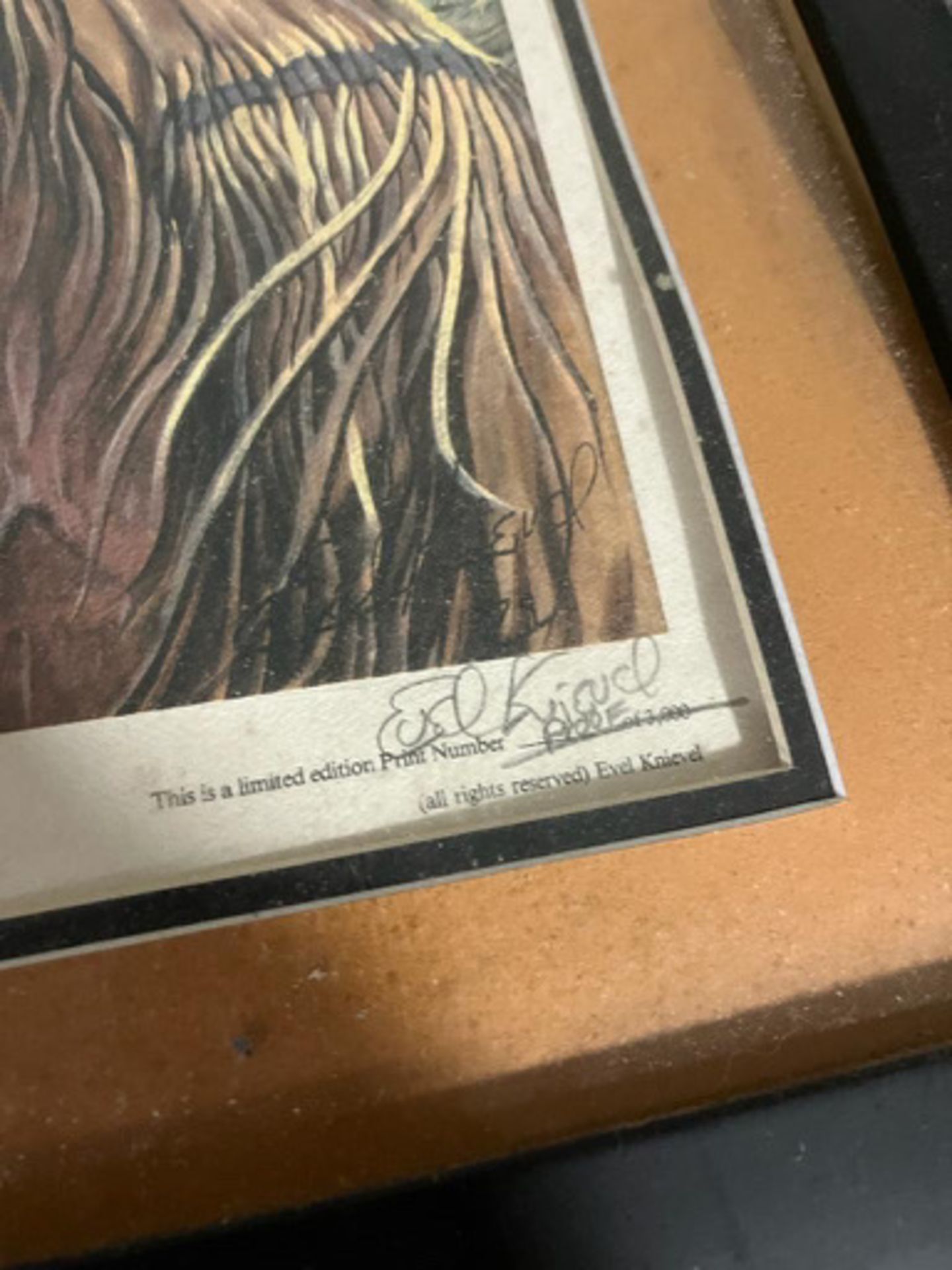 EVEL KNIEVEL ARTIST PROOF SIGNED TWICE BY EVEL TO HIS ACCOUNTANT - Image 5 of 6
