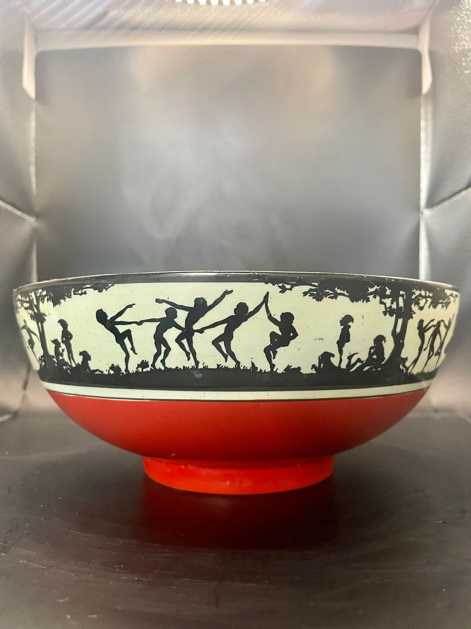 Leighton 1920s Art nouveau bowl with fairies chanting and playing, sitting on mushrooms. Nice colour - Image 15 of 15