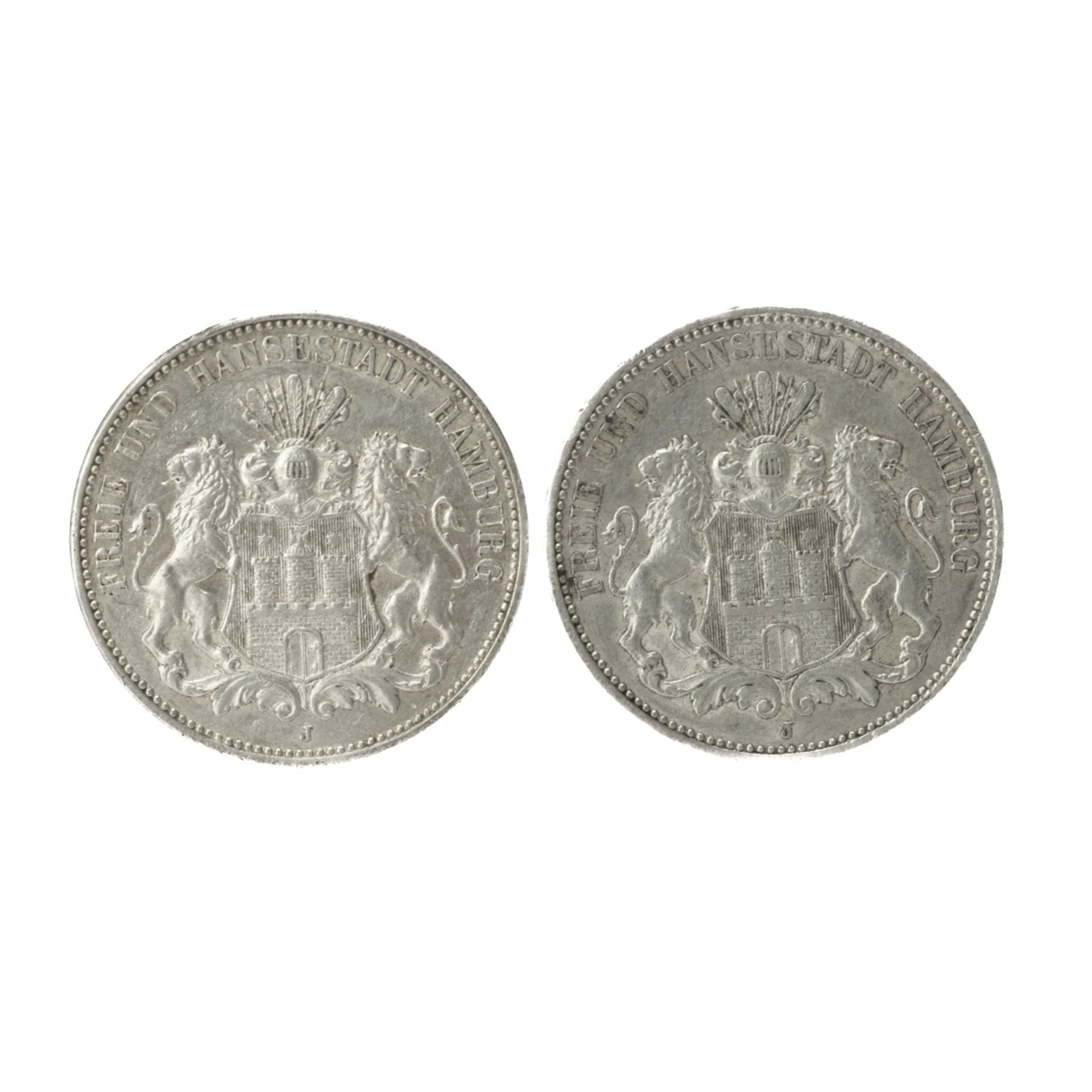 Paar 3 Mark-Münzen Hamburg - Bild 2 aus 2