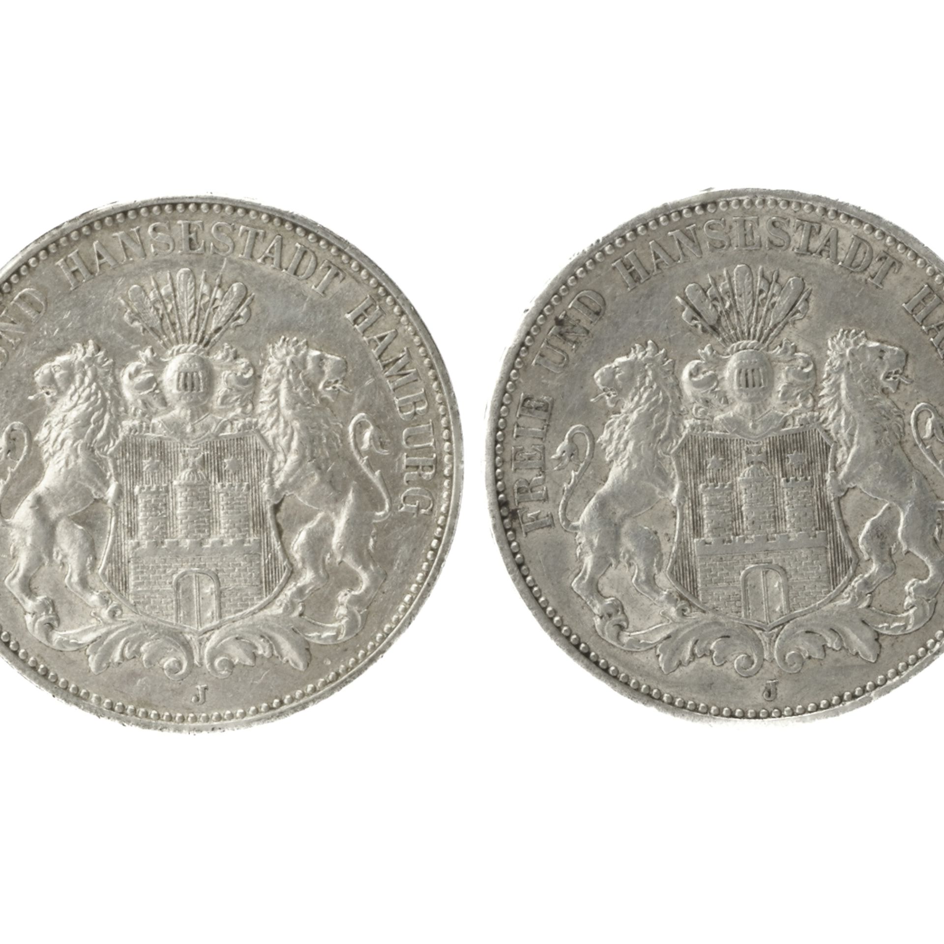 Paar 3 Mark-Münzen Hamburg