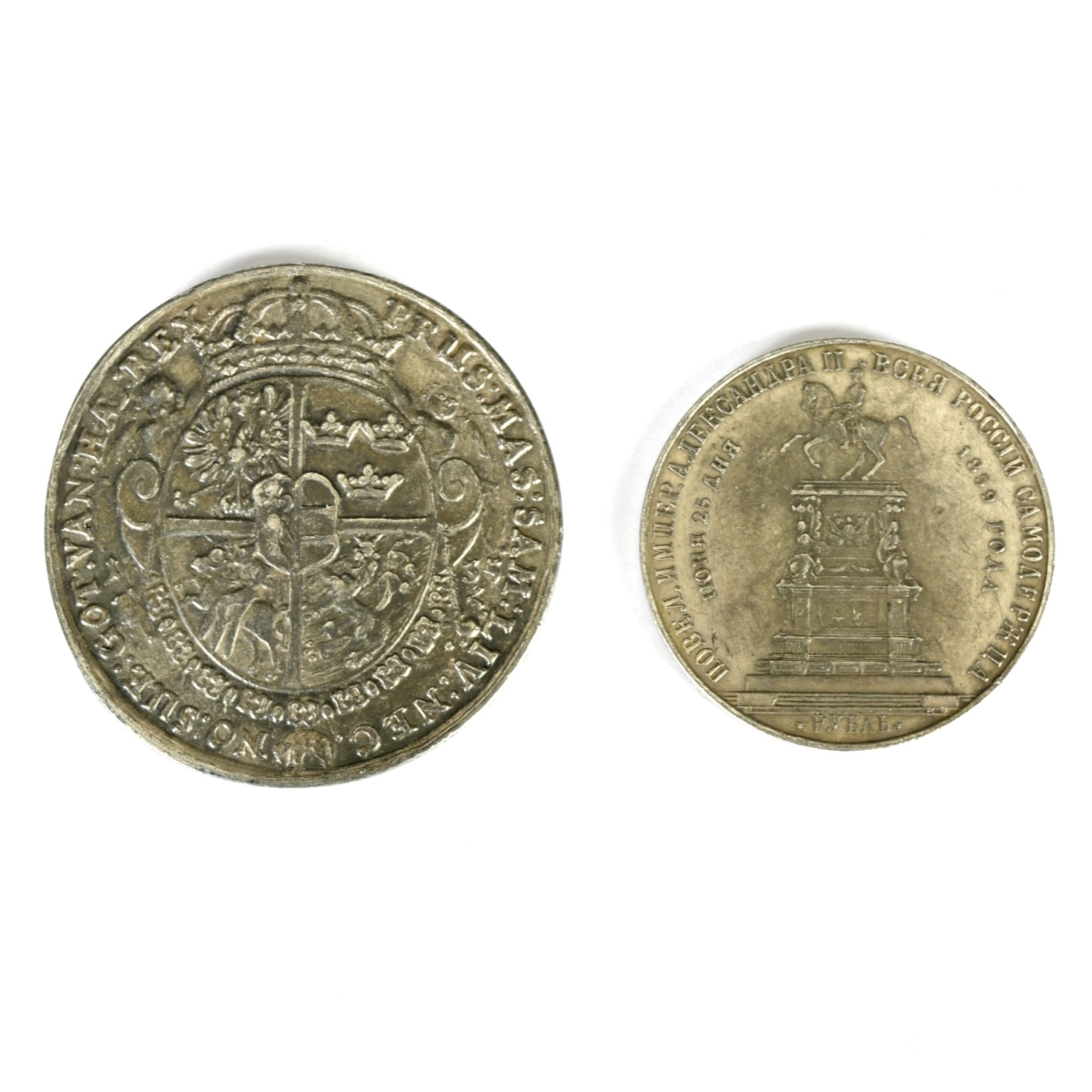 Zwei Zinnmünzen Russland und Polen - Bild 2 aus 4