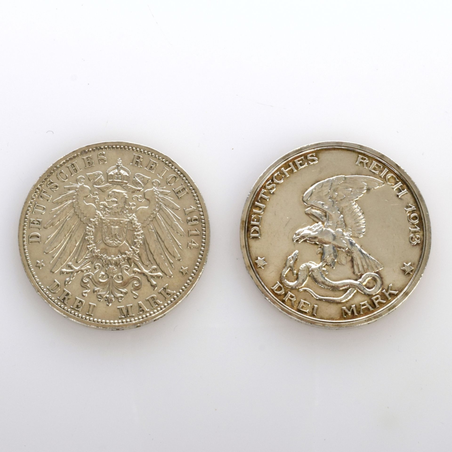 Paar 3 Mark-Münzen Preußen und Bayern - Bild 2 aus 4