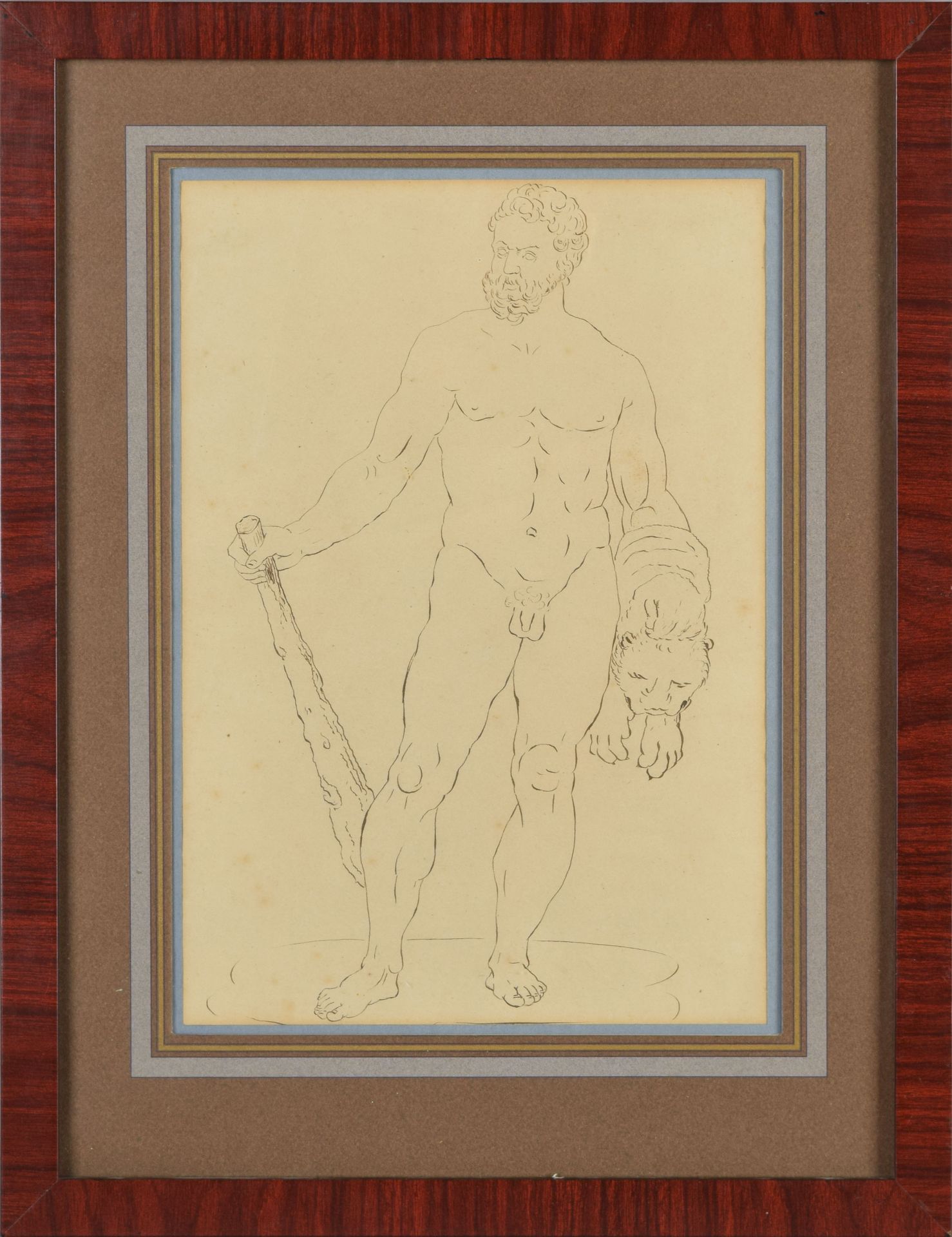 Paar Barockzeichnungen Herkules und Venus - Image 2 of 2