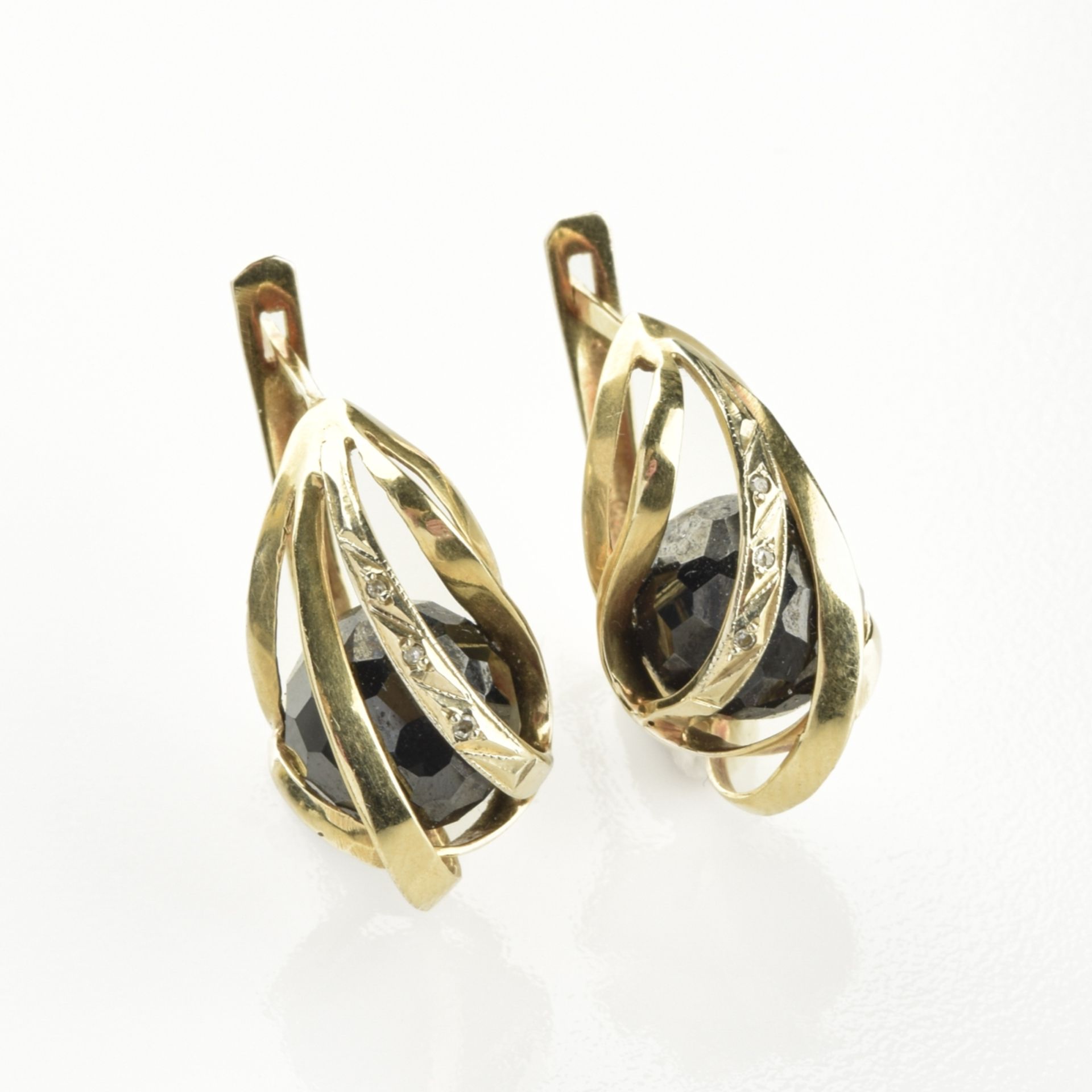 Paar Onyx-Diamantohrhänger - Image 3 of 4