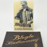 Bleyle-Werbeplakat und -Originalschachtel