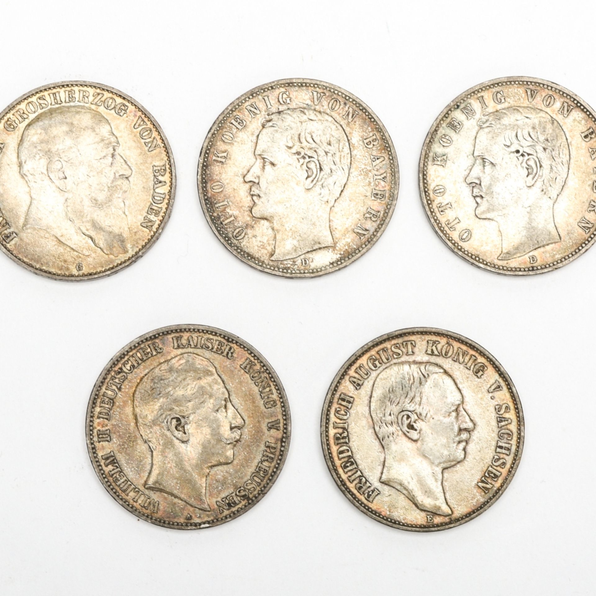 Fünf 5 Mark-Münzen Kaiserreich