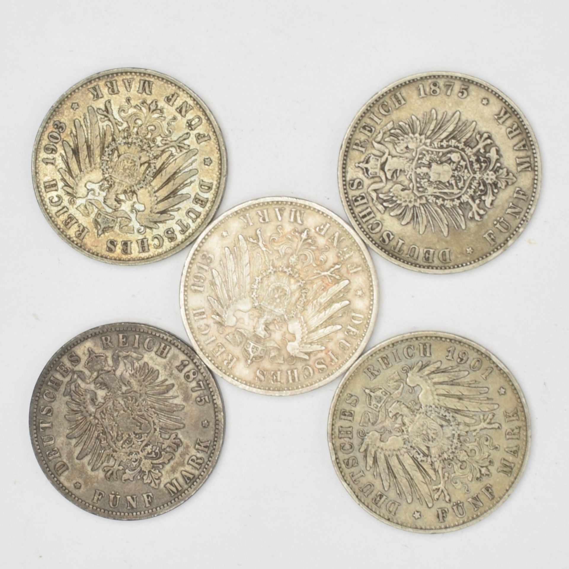 Fünf 5 Mark-Münzen Kaiserreich - Bild 3 aus 3