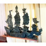 Large Chinese Spinach Jade Dragon Ship