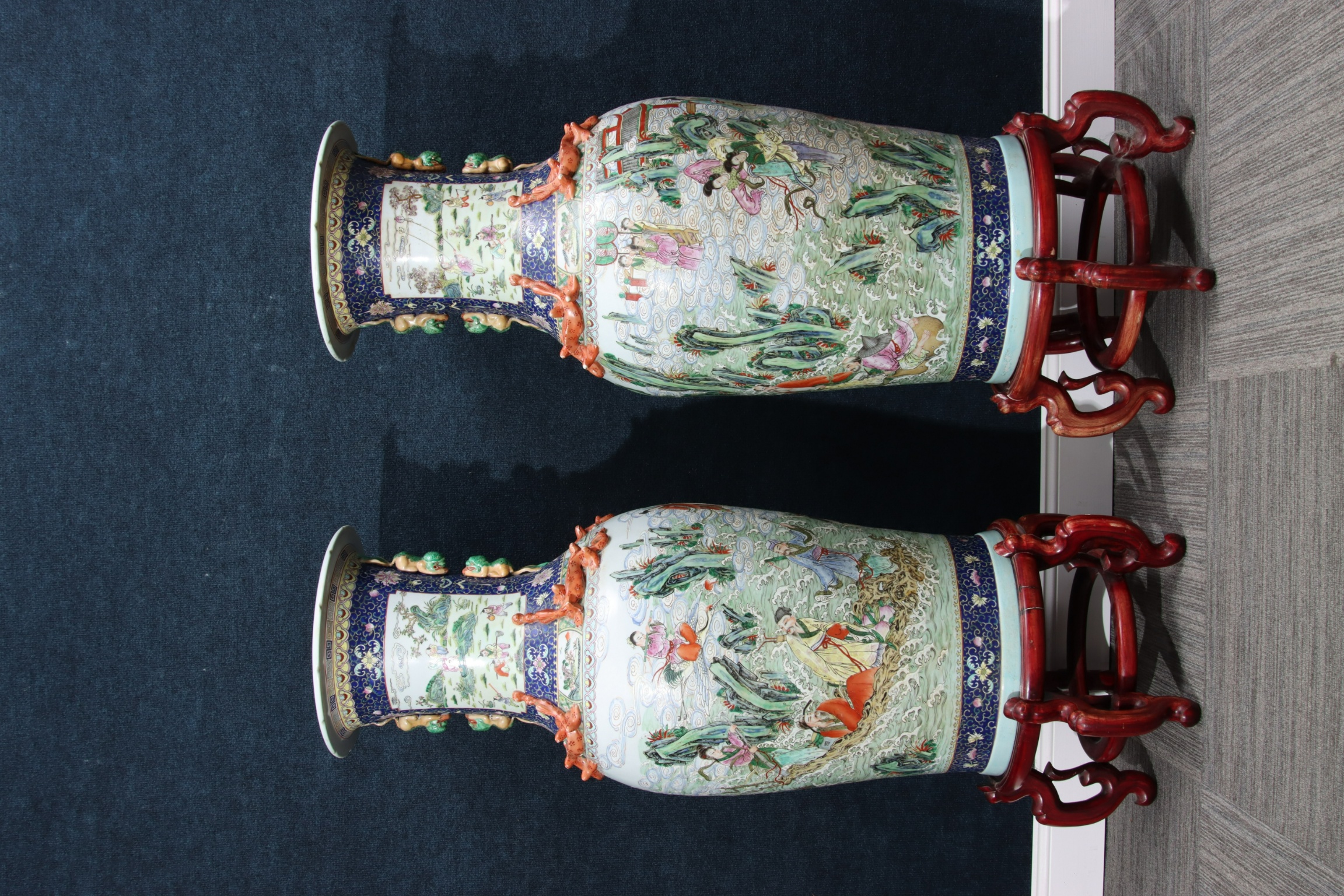 Monumental Chinese Floor Vases on Stand - Image 2 of 9